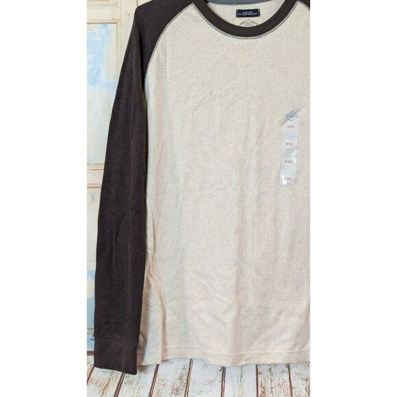 St. John's Bay Mens Size XXL Oatmeal Brown Long Sleeve Crew Neck T-Shirt - Picture 6 of 9